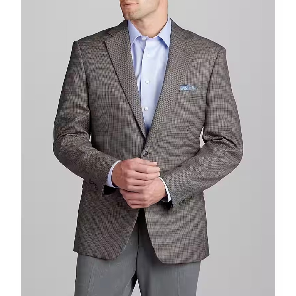 Jos A Bank Mens Blazer‎ 44L Jacket Traditional Fit Check Sportcoat Suit D030158